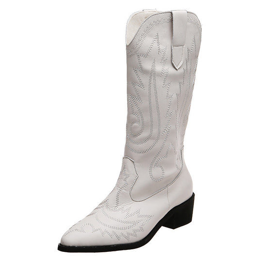 Damen Cowboy-Stiefel mit modischen Verzierungen und elegantem Absatz EB
