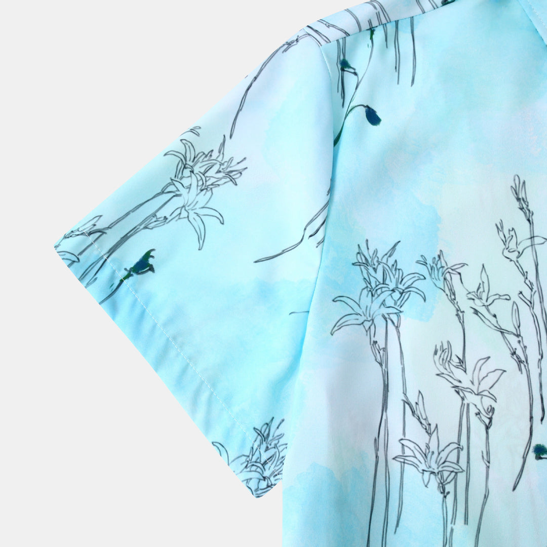 Damen Kurzarmhemd mit floralem Aquarelldruck und lockerer Passform EB