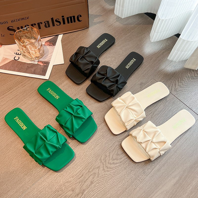 Damen Schlappen mit trendiger Faltenoptik EB
