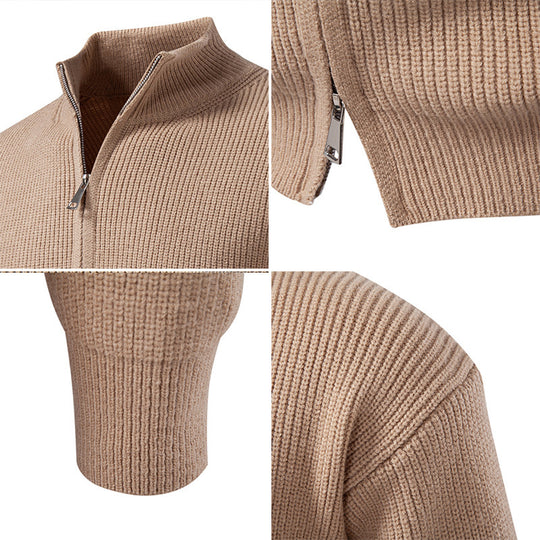 Herren Strickjacke mit Stehkragen und Reißverschluss EB