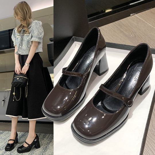 Damen elegante Pumps mit breitem Absatz EB