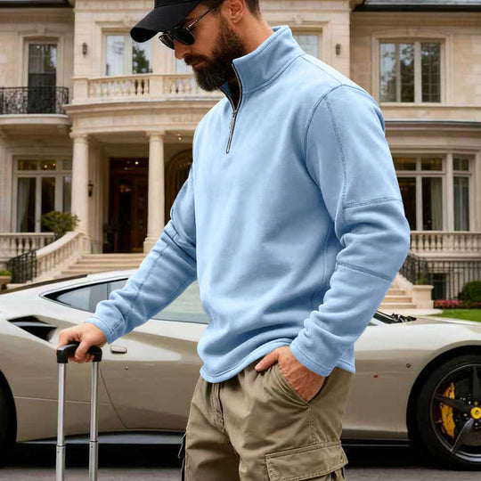 Herren Halbzip-Sweatshirt mit Stehkragen und markanten Nahtdetails EB
