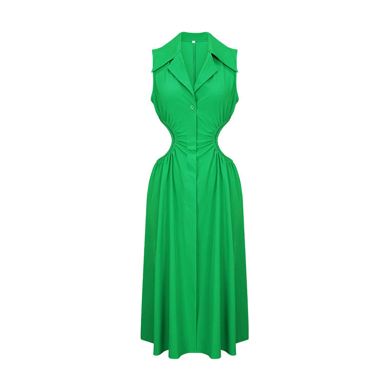 Damen elegantes Maxikleid mit tailliertem Design und raffinierten Cut-Outs EB