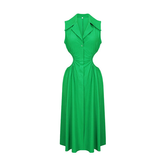 Damen elegantes Maxikleid mit tailliertem Design und raffinierten Cut-Outs EB