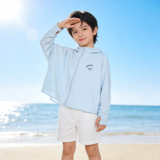 Unisex nan leichte UV-Schutz Sonnenjacke mit Kapuze und Daumenloch für Kinder  EB