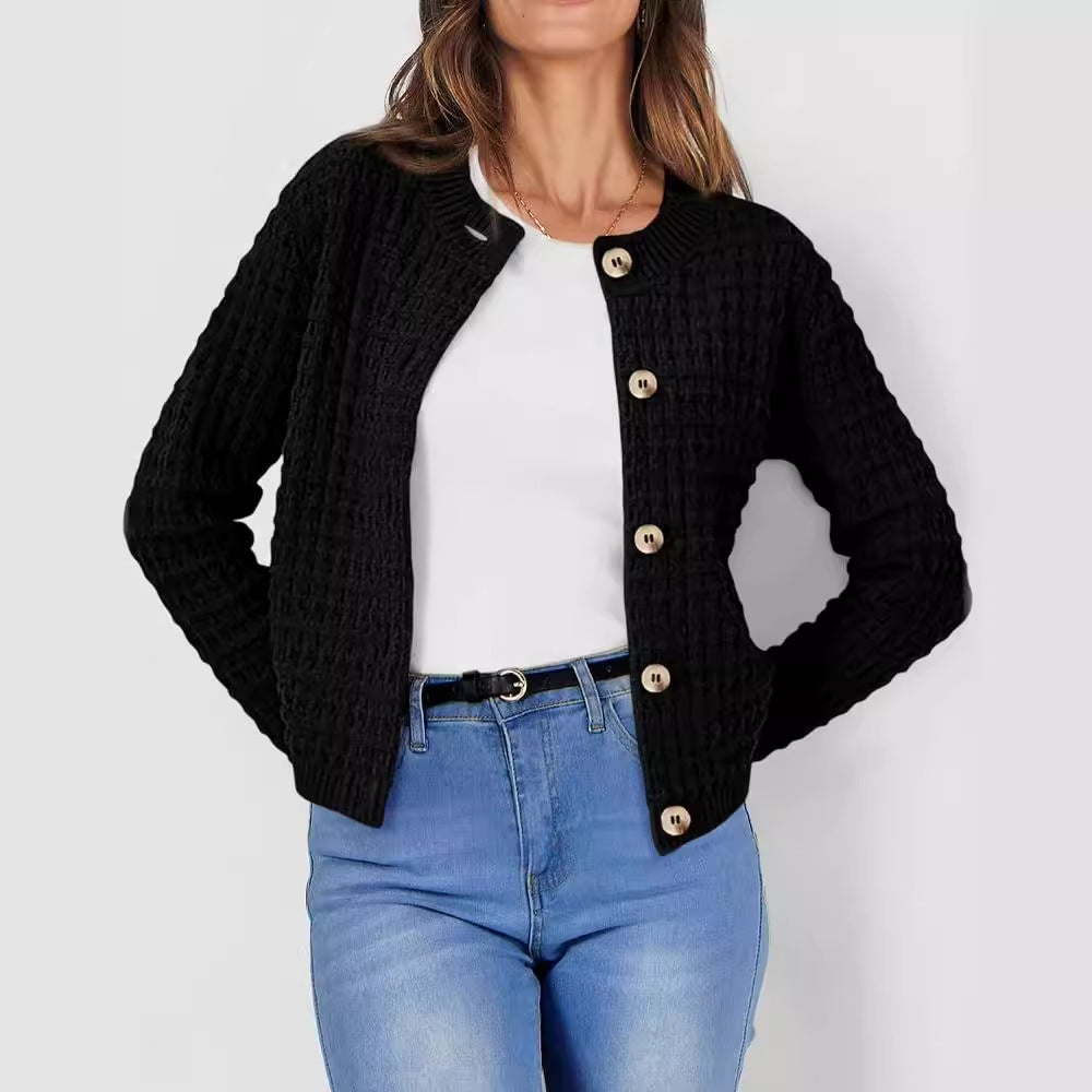 Damen Strukturierte Strickjacke mit Knopfverschluss und feiner Textur EB