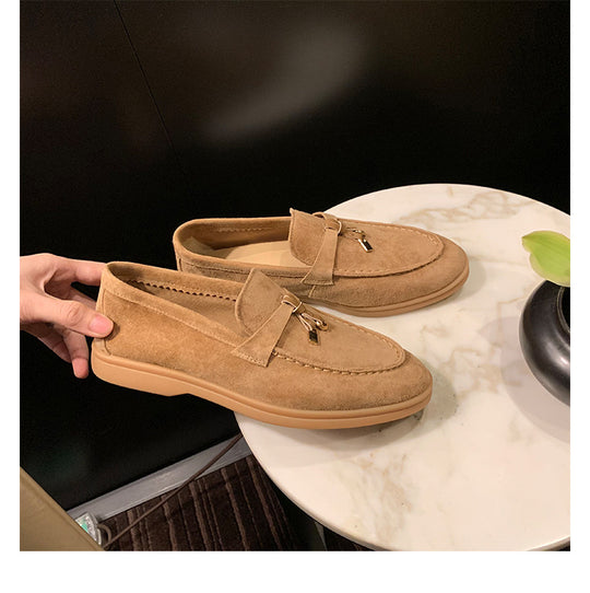 Damen Mokassins mit elegantem Riemen und hochwertiger Wildlederverarbeitung EB