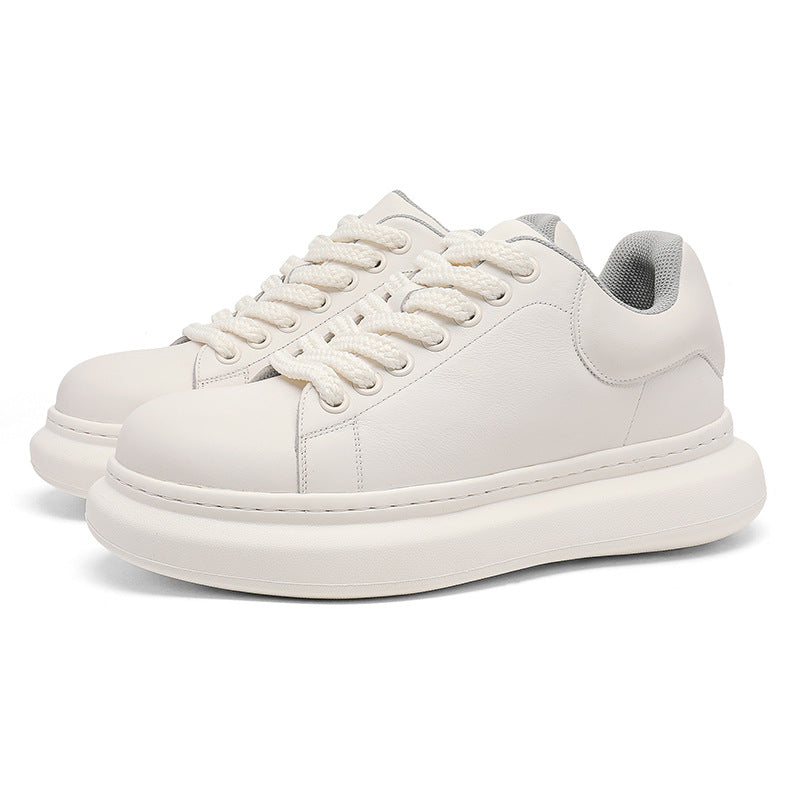 Damen Komfortable Leder Sneakers mit dicker Sohle EB