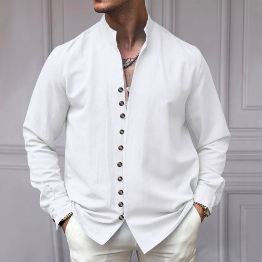 Herren Langarm-Hemd mit modernen Knopfdetails und zeitlosem Design EB