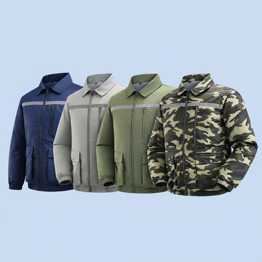 Herren nan belüftete Kühlarbeitsjacke mit seitlichen USB-Lüftern, reflektierendem Bruststreifen und multifunktionalen Taschen EB