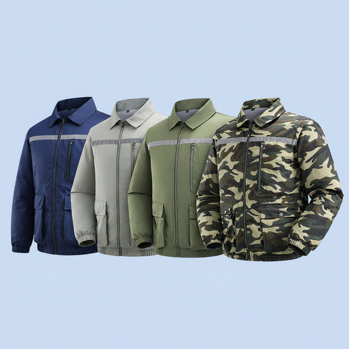 Herren nan belüftete Kühlarbeitsjacke mit seitlichen USB-Lüftern, reflektierendem Bruststreifen und multifunktionalen Taschen EB