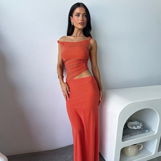 Damen elegantes Wickelkleid mit asymmetrischem Schnitt und figurbetonter Silhouette EB