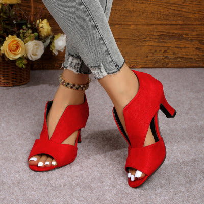 Damen elegante Blockabsatzsandalen mit gekreuzten Riemen EB