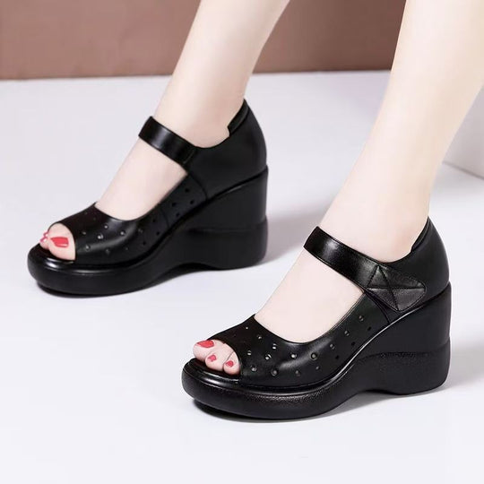 Damen Wedge-Sandalen mit verstellbarem Riemen und Luftdurchlässigem Obermaterial EB