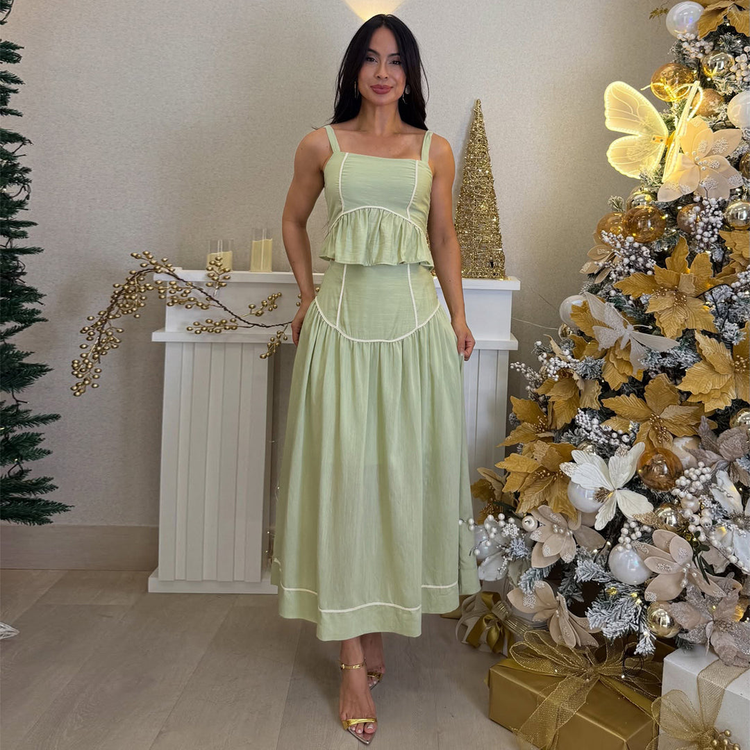 Damen Two-Piece Set mit luftiger Rüsche EB