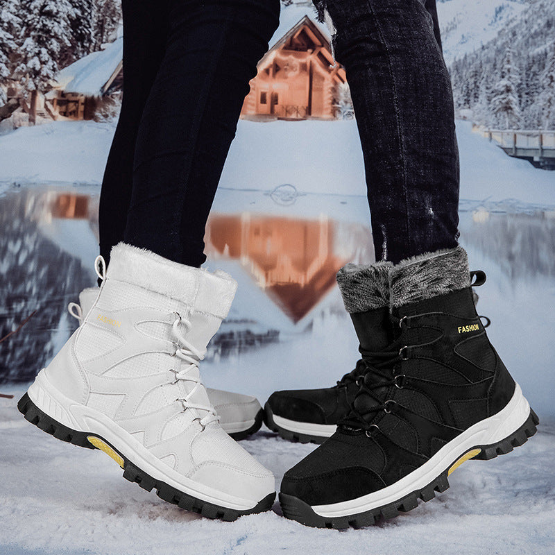 Damen isolierte Winterstiefel mit rutschfester Sohle und modischem Kunstfell EB