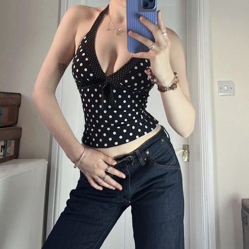 Damen Haltertop mit verspieltem Punkte-Design und einzigartigem Schnürdetail EB