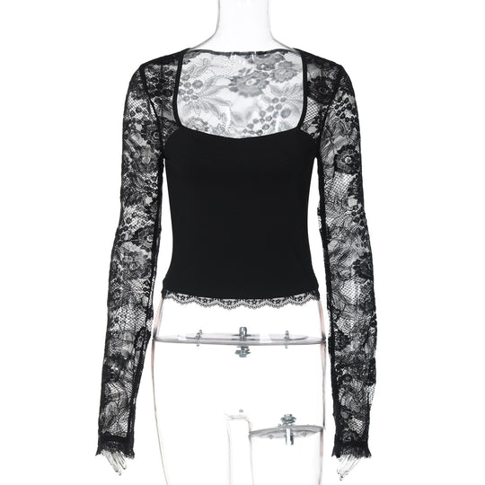 Damen Elegantes Oberteil mit Spitzendetails EB