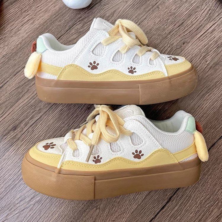 Damen Sneakers mit süßem Pfotenmotiv und atmungsaktivem Mesh-Obermaterial EB
