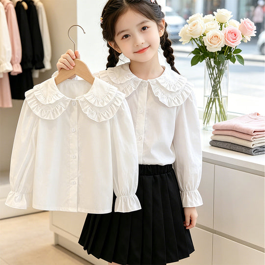 Mädchen elegante Bluse mit Rüschendetails EB
