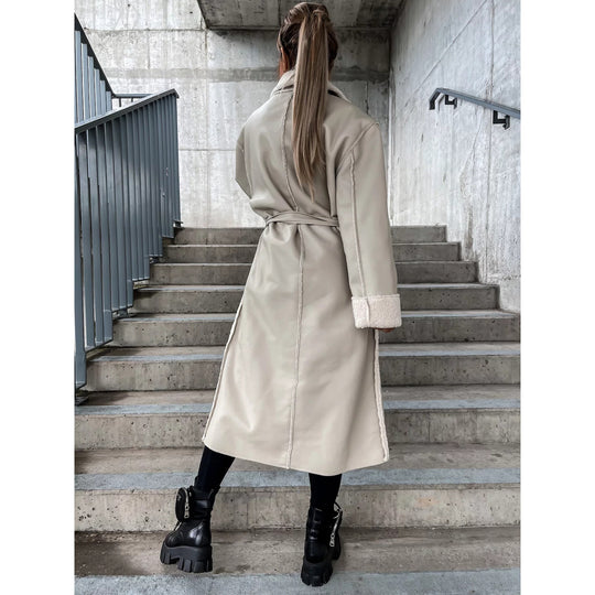 Damen hochwertiger Oversized-Mantel mit weichem Teddyfutter EB