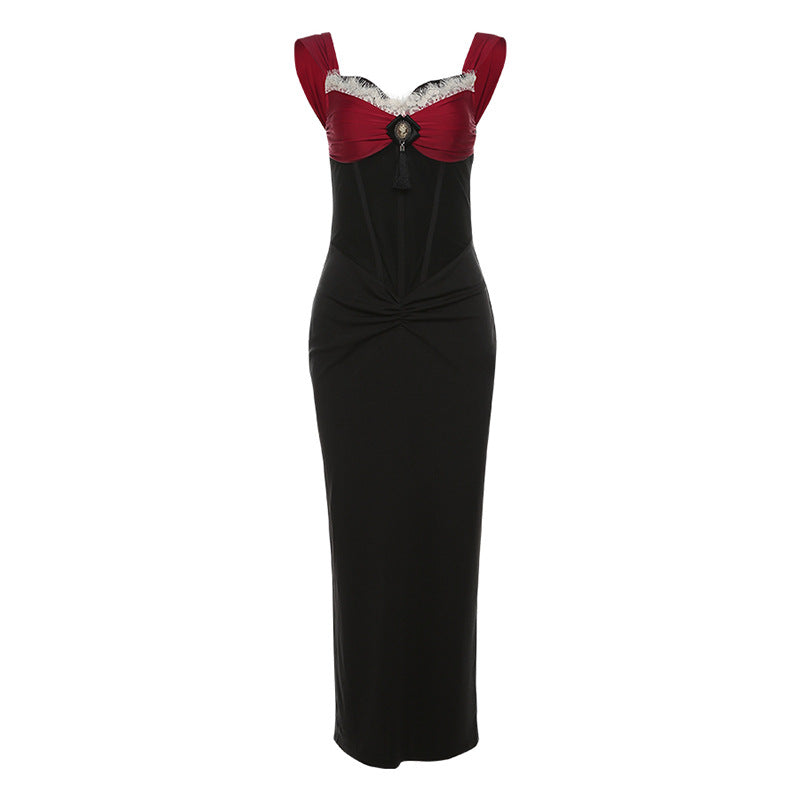 Damen Elegantes Maxikleid mit dekadentem Bustier-Oberteil und verzierten Details EB