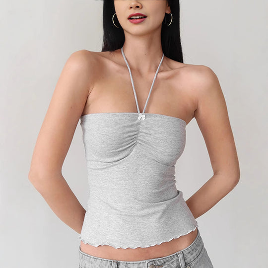 Damen Bandeau-Top mit zarten Rüschendetails und verstellbaren Trägern EB
