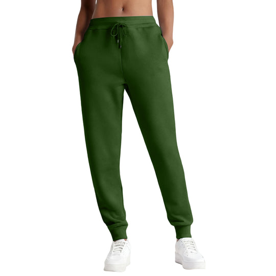 Damen nan schmale High‑Waist Sweat-Jogginghose mit hohem Komfortbund, verstellbarem Kordelzug und elastischen Knöchelbündchen EB