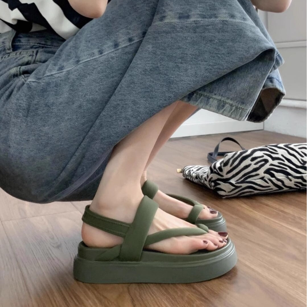 Damen komfortable Sandalen mit doppellagigem Riemendesign und rutschfester Sohle EB