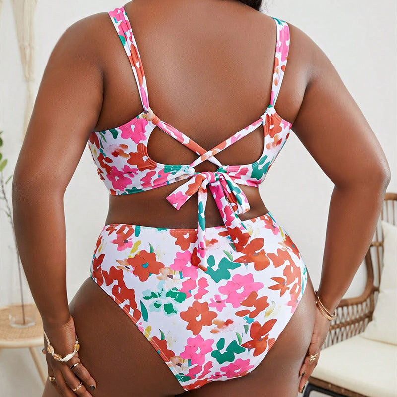 Damen Crop-Top Bikini mit floralem Muster EB