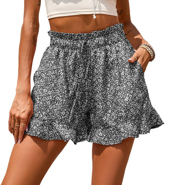 Damen florale Shorts mit elastischem Bund und lässigem Design EB