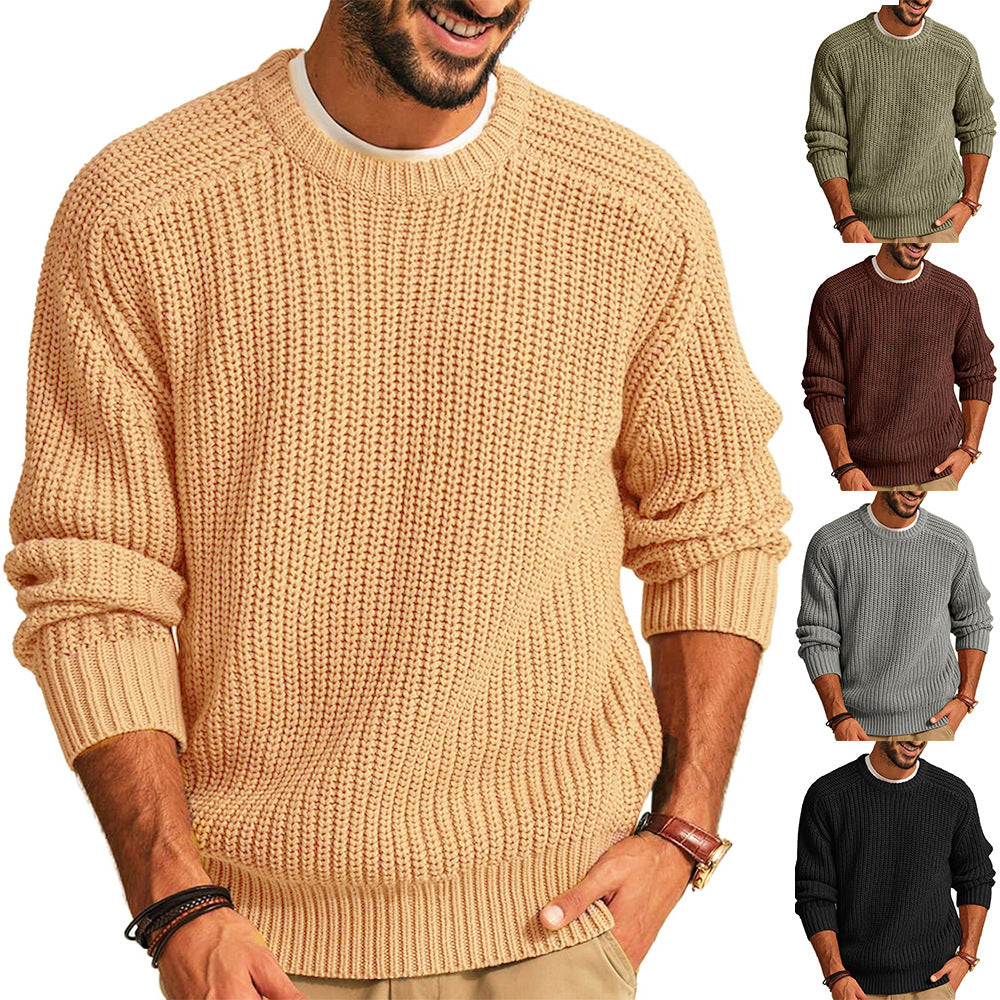 Herren lockerer Grobstrickpullover mit Raglanärmeln EB