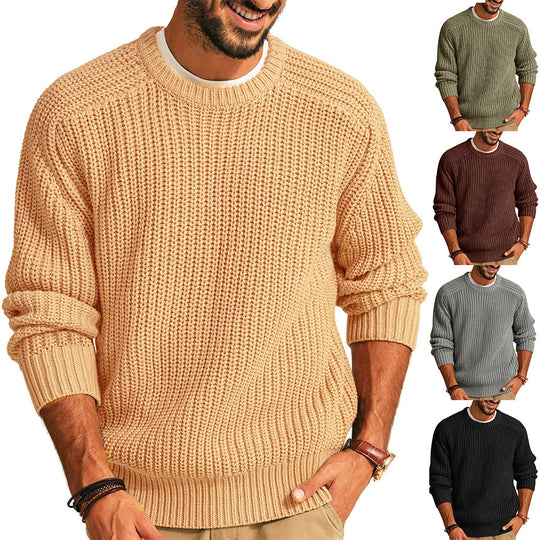 Herren lockerer Grobstrickpullover mit Raglanärmeln EB
