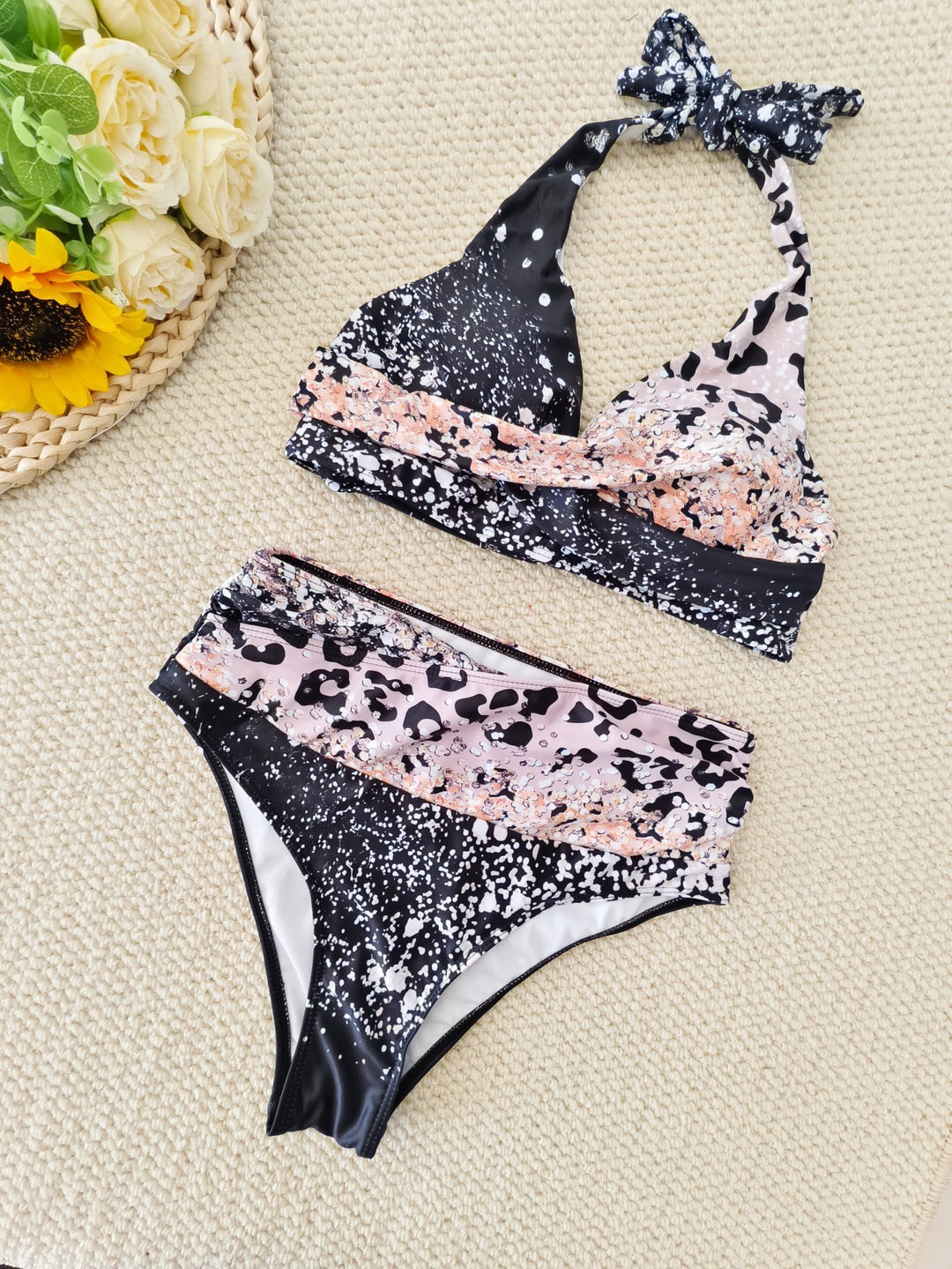 Damen Bikini-Set mit trendigem Animal-Print und modischem Schleifen-Detail EB