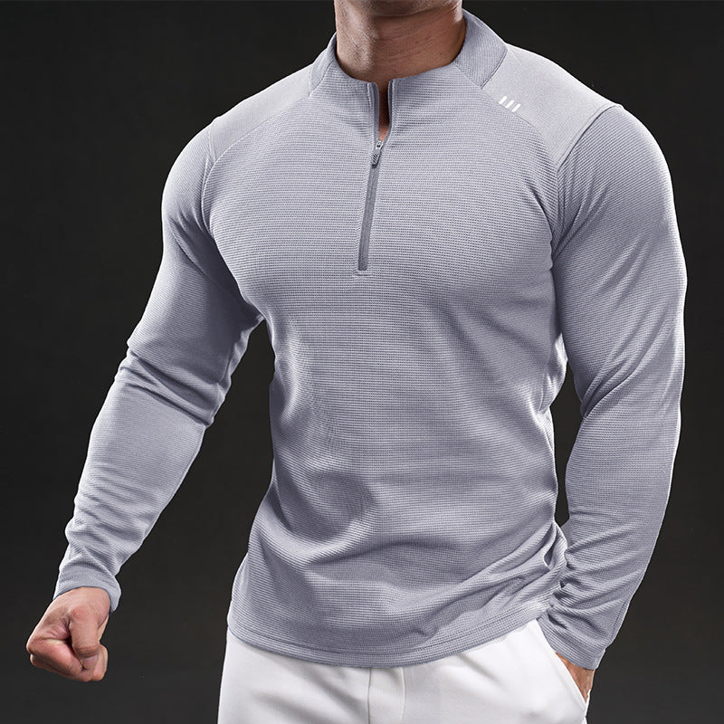 Herren Atmungsaktives Funktions-Langarmshirt mit kurzem Reißverschluss und Slim‑Fit EB