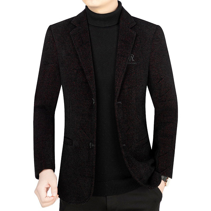 Herren Slim-Fit Sakko aus strukturiertem Wollmix mit leichter Halbfütterung und Zweiknopf-Silhouette EB