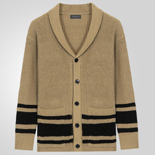Herren Grobstrickcardigan mit modernen Details und praktischen Taschen EB
