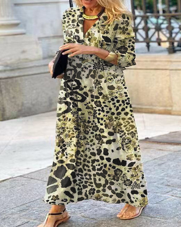 Damen Maxikleid mit trendigem Leopardenmuster und elegantem Wickeldesign EB