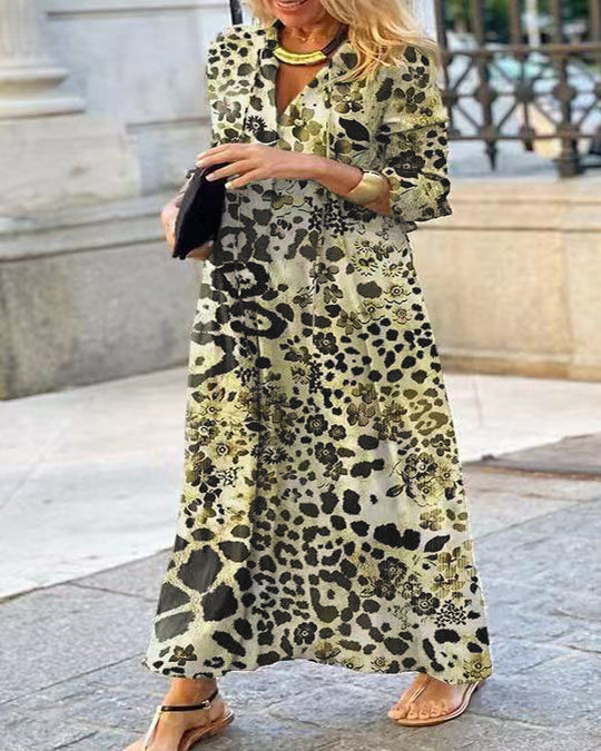 Damen Maxikleid mit trendigem Leopardenmuster und elegantem Wickeldesign EB