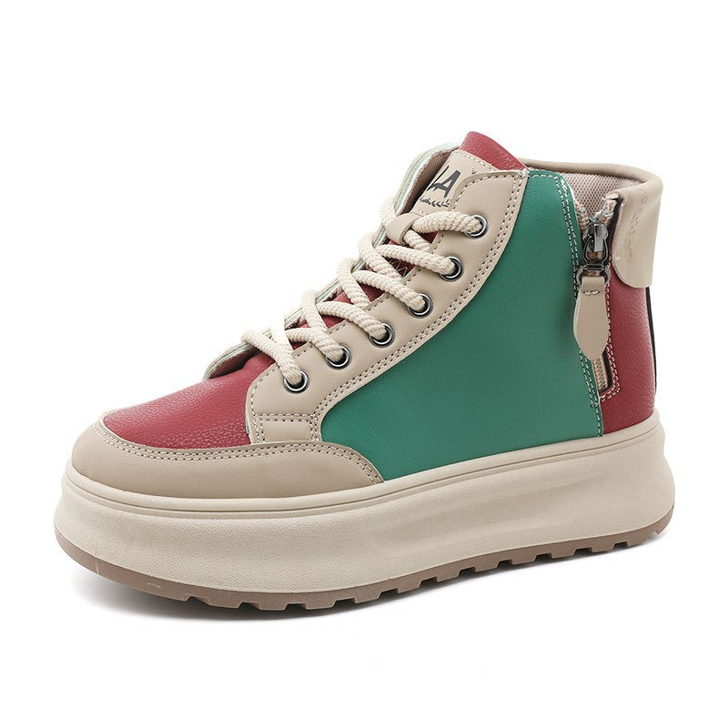 Damen modische High-Top Sneakers mit seitlichem Zipper und dämpfender Sohle EB