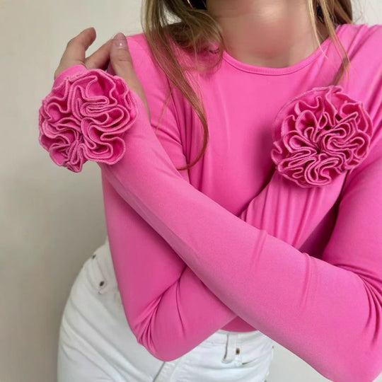 Damen Langarmshirt mit verspielten Rüschendetails EB