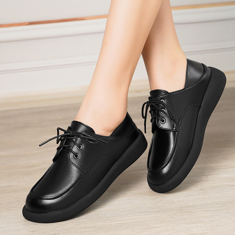 Damen elegante Schnürschuhe aus hochwertigem Kunstleder mit rutschfester Sohle EB