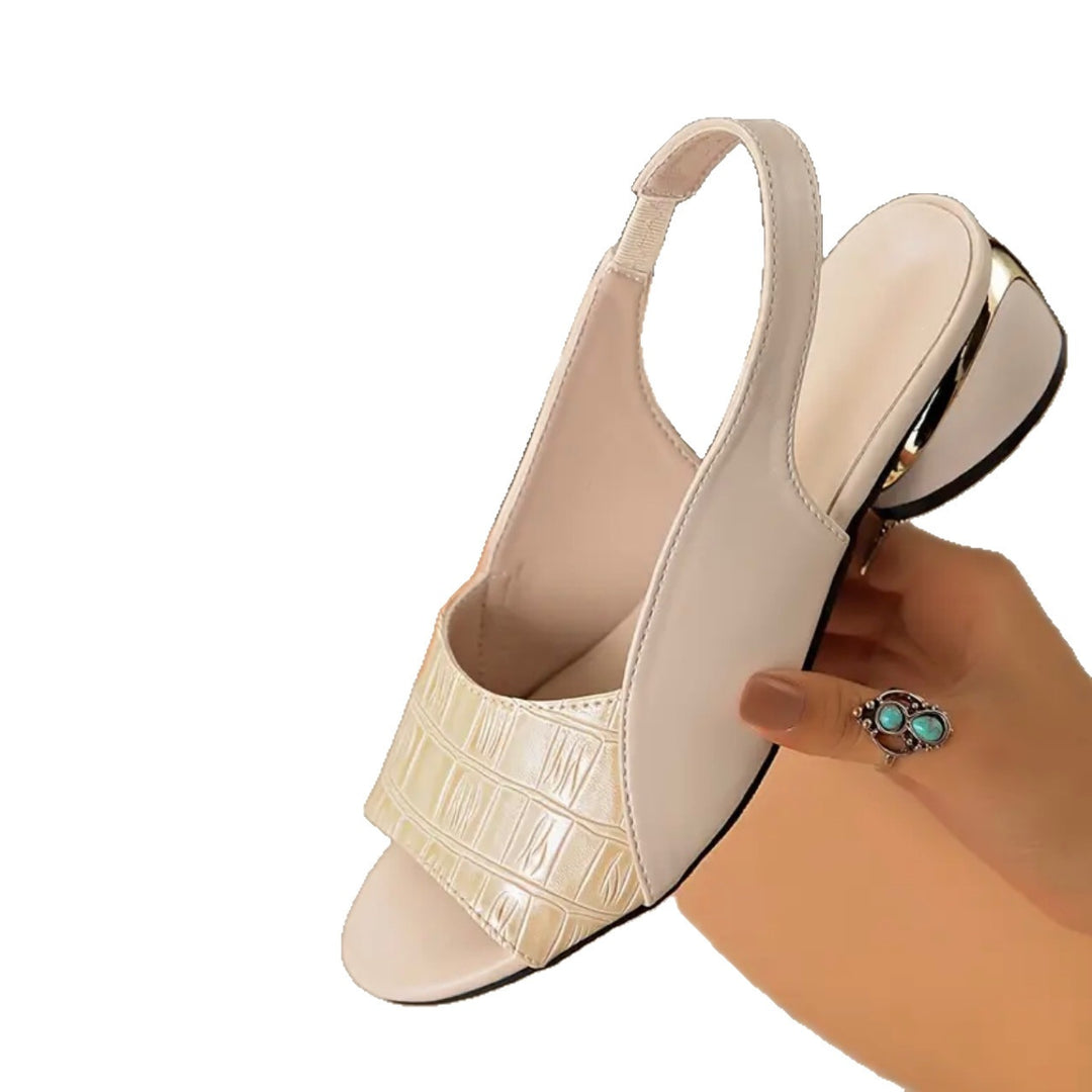 Damen Slingback Sandalen mit modischem Krokopattern und eleganter Absatzgestaltung EB