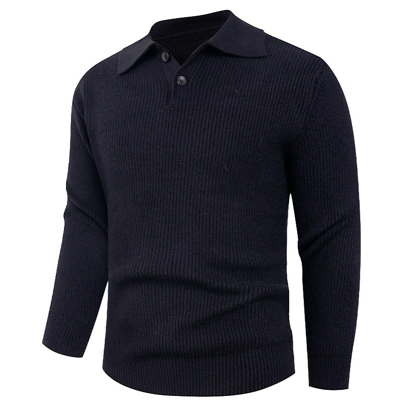 Herren Strickpullover mit modernem Polokragen und funktionalem Knopfverschluss EB