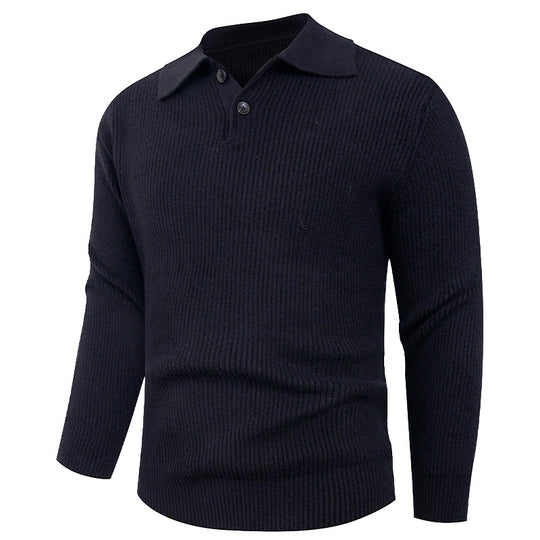 Herren Strickpullover mit modernem Polokragen und funktionalem Knopfverschluss EB