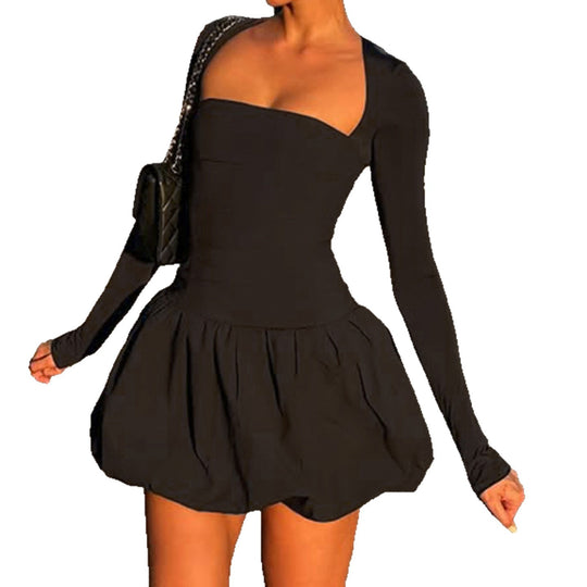 Damen nan figurbetonter Ballett-Body mit langem Arm und gerafftem Tulpenrock EB