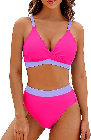 Damen Sportlicher hochtaillierter Bikini EB