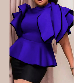 Damen Peplum-Top mit ausgefallenen Rüschen und asymmetrischem Schnitt EB