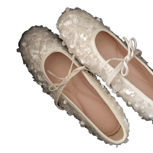 Damen Ballerinas mit romantischen Blütenapplikationen EB