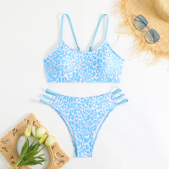 Damen Triangel-Bikini mit aufregendem Leopardenmuster und sportlichen Details EB